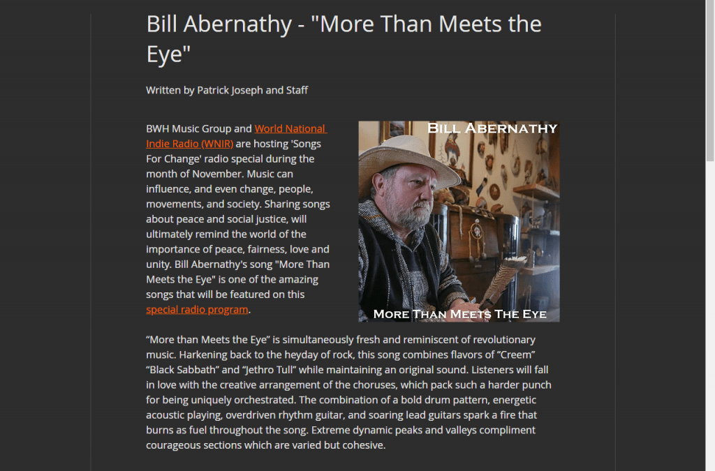 Indie Spoonful Reviews Bill Abernathy’s “More Than Meets The Eye”