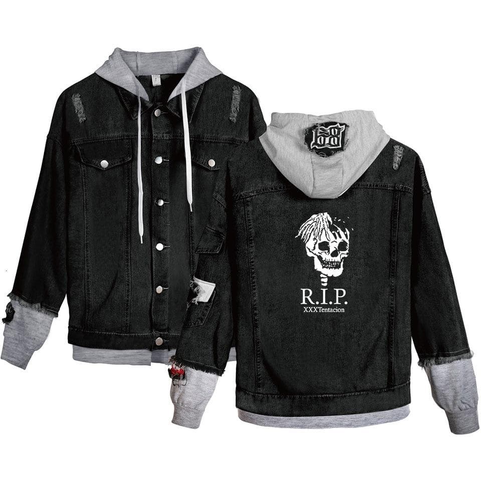 Lil Peep Loose Coat Denim Jacket For Men Long Coat Warm Cowboy Xxxtentacion Singer Jean Jacket With Black Fashion Plus Size 4XL